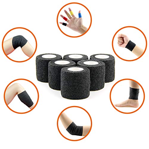 Vet Wrap Cohesive Bandages Bulk Self Adhesive Bandage Wrap Self Adherent Wrap Non (2 Inch Black)