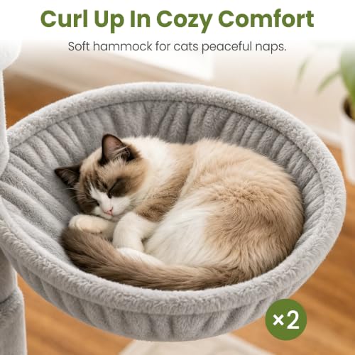 Cat Tree Tower for Indoor Large Adult Cats (Light Grey)