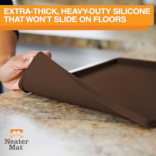 Neater Mat Pet Mats for Food and Water (24"L x 16"W / Brown)