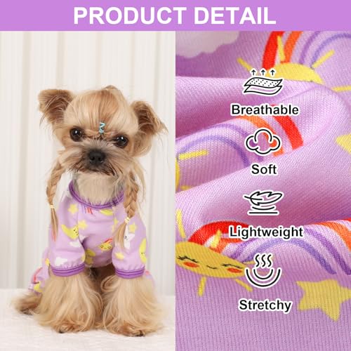 Dog Pajamas Pjs Spring Summer Dog Clothes for Small Dogs Girl (Star Purple / X-Small（1-2 lb))