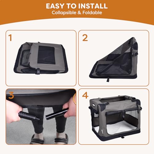 3 Door Soft Dog Crates Kennel (Dark Grey)