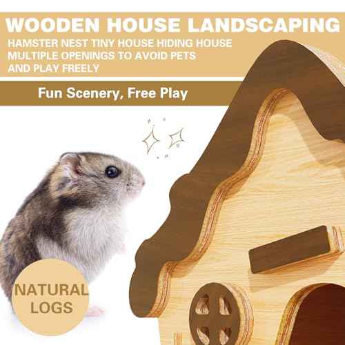 Wooden Hamster Platform and Dwarf Hamster House (BrownL)