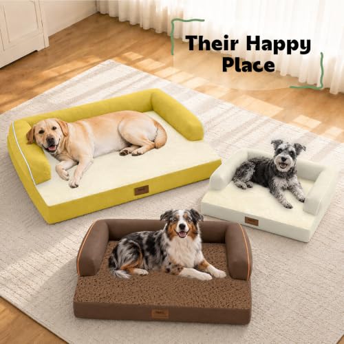 XXL Orthopedic Waterproof Dog Bed with Bolster for Extra Large Dogs (45.0"L x 35.0"W x 8.0"Th / Ginger)