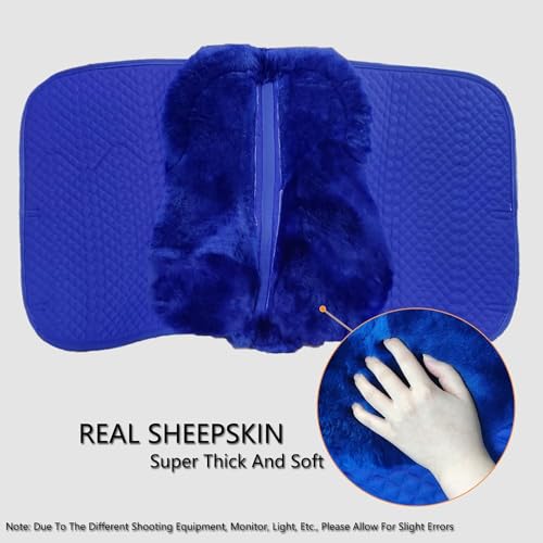 Dressage Saddle Pad English Sheepskin Trim Lambskin Wool Royal Blue (Royal Blue)