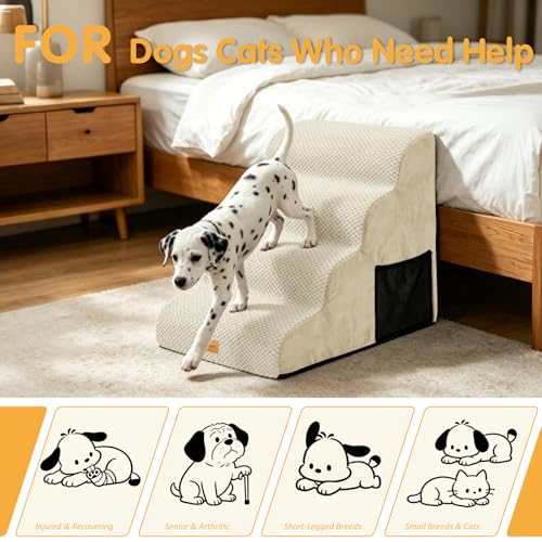 High Density Foam Dog Stairs 4 Tiers (Beige / 28.5*15.7*20.5)
