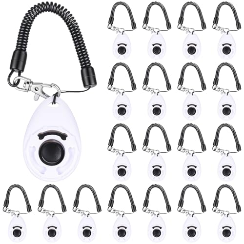 18 Pcs Dog Training Clicker with Wrist Strap for Pets (White)