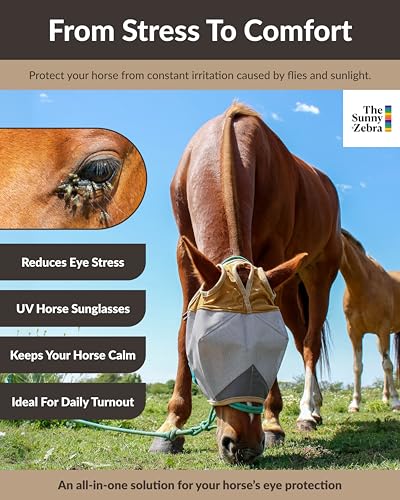 TSZ Horse Fly Mask Standard No Ears UV Block 70% Breathable Mesh Flymask (Horse)