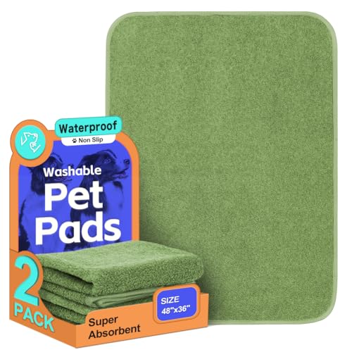 Washable Pee Pads for Dogs (36"x48" -2 Pack / Green)