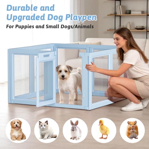 DIY Clear Acrylic Dog Playpen House (Sky Blue / 23.6"H)