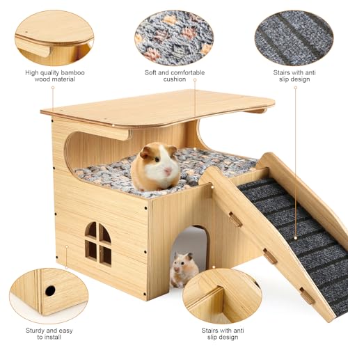 Double Layer Guinea Pig Castle with Stairs & Mat