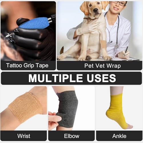 24 Pack Self Adhesive Bandage Wrap (Black / 2 Inch)