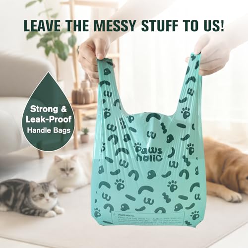 Cat Litter Disposal Bags and Dog Poop Bags with Handle (180 Count (Pack of 1) / Lavender)