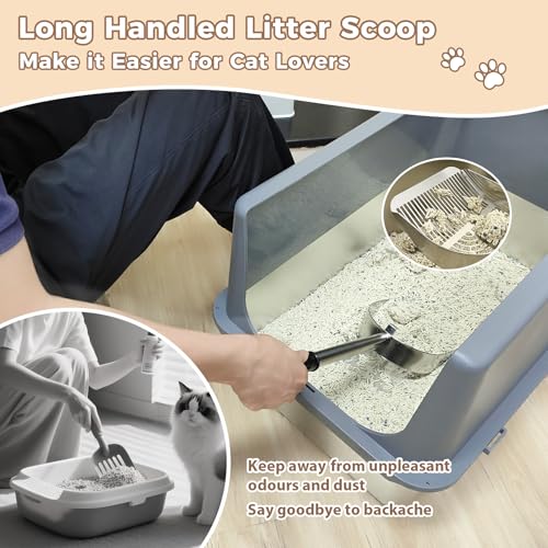 Cat Litter Scoop Deep Shovel (Long Handle-For long particles / Silver)