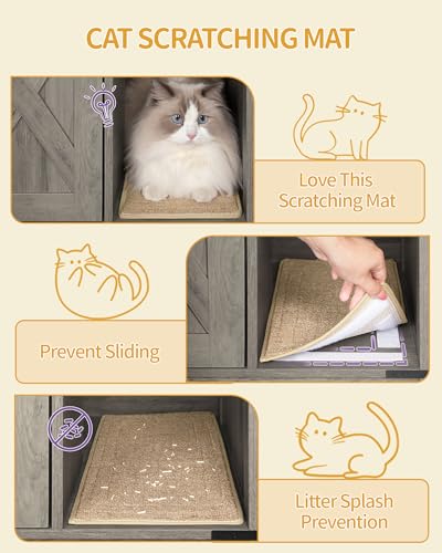 Cat Litter Box Enclosure (39.4"L x 21.7"W x 24.8"H / Light Ivory and Brown)