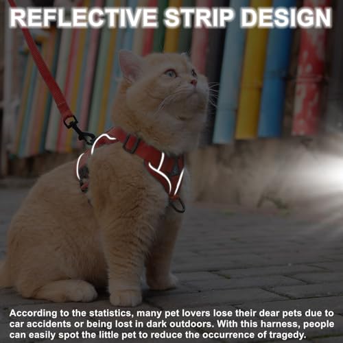 Cat Harness and Leash Set (Red / S)