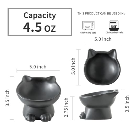 Elevated Cat Bowls (4.5 OZ / Matte Black)