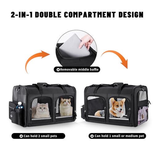 Cat Carrier for 2 Cats (Black with 2 Pocket)