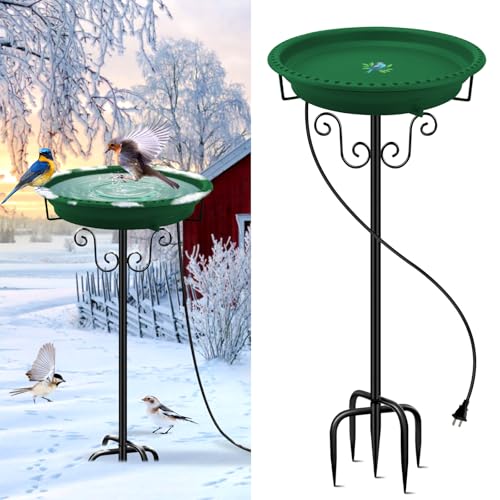 Heated Bird Bath for Outdoors Winter (Green)