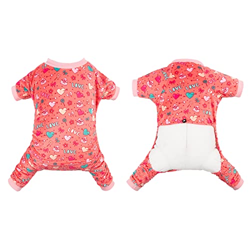 Dog Valentine's Day Pajamas Puppy Onesies Small Dogs Soft Pjs Coat Cat Apparel Comfy Pet Clothes Outfit Doggie Bodysuit (Large / Cupid pink)
