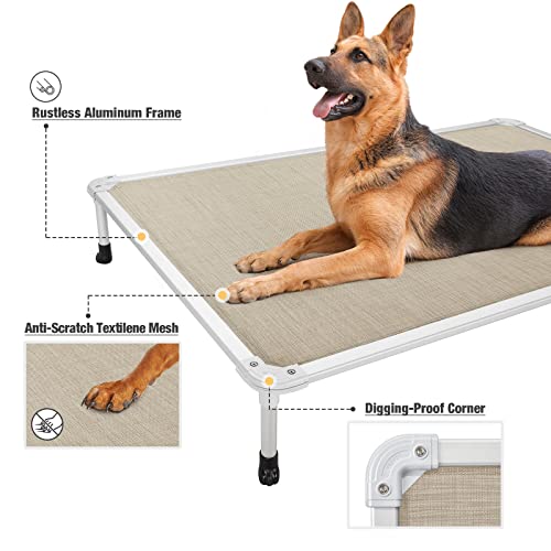 Chew Proof Elevated Dog Bed (Beige Coffee / 59.0"L x 37.5"W x 9.0"Th)