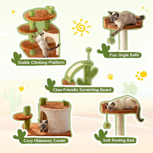 Cactus Cat Tree for Indoor Cats (Brown-1)