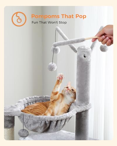 45 Inch Small Cat Tree with 2 Condos for Indoor Cats (Gray / 45 inches)