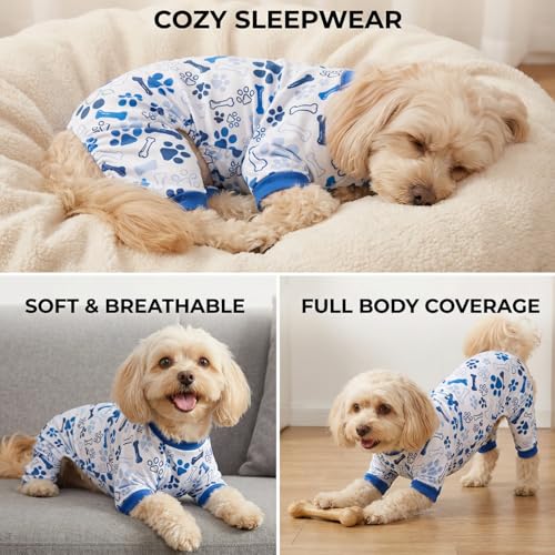 Dog Pajamas Onesie (03 Blue / XL (15-20 lb) Chest: 19.7")