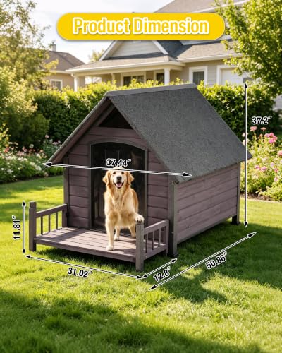 Dog House Outdoor Indoor Insulated Heated Dog Kennel for Small Medium Large Dog Natural Wood with Raised Feet