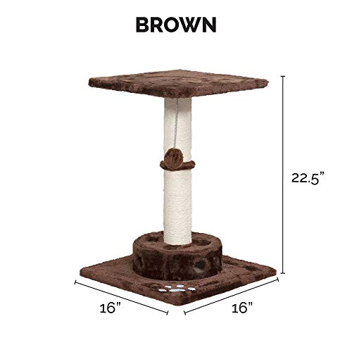 22.5" Tall Cat Tree for Indoor Cats (Cat Tower / Scratching Post Playground (Brown))