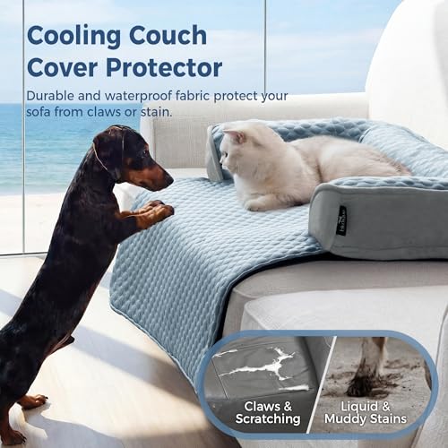 XLarge Dog Cooling Bed for Sofa (Light Blue / 45"L x 37"W x 5"Th)