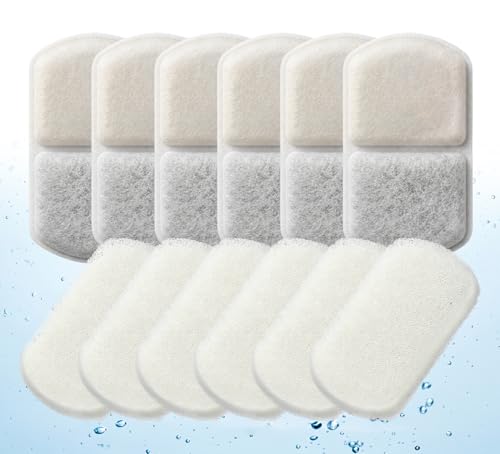 6 Pack Cat Water Fountain Replacement Filters and Sponges (6 Pack Filters)