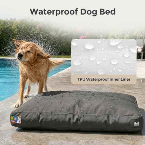 47 Inch Indestructible Dog Bed for Aggressive Chewers (Dark Grey / XX-Large)
