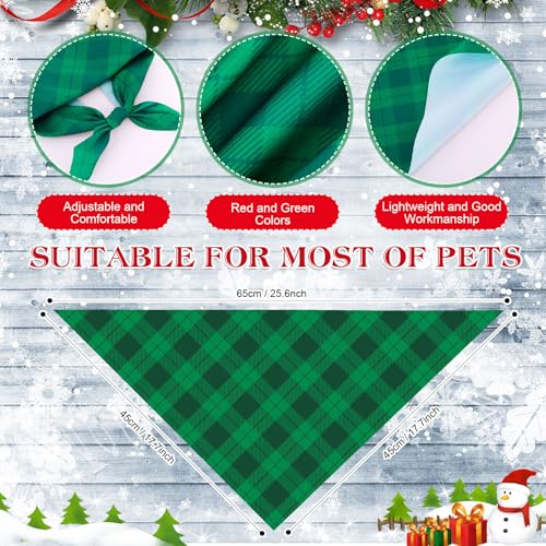 200 Pcs Christmas Plaid Dog Bandanas Bulk (Red, Green / Christmas Plaid)