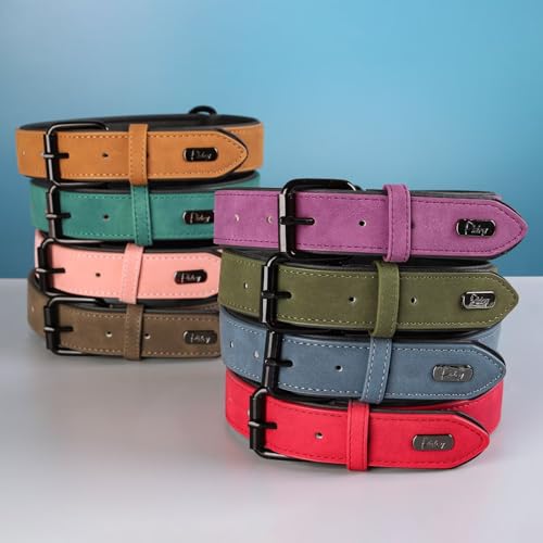 Soft PU Leather Dog Collar (XL: Neck 17-23", Width 1¼" / Dark Green)