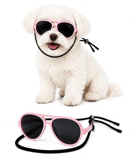 G029 Dog Cat Pet Aviator Sunglasses Glasses for Small Breeds up to 15lbs (Small, Up to 15lbs, Pink)