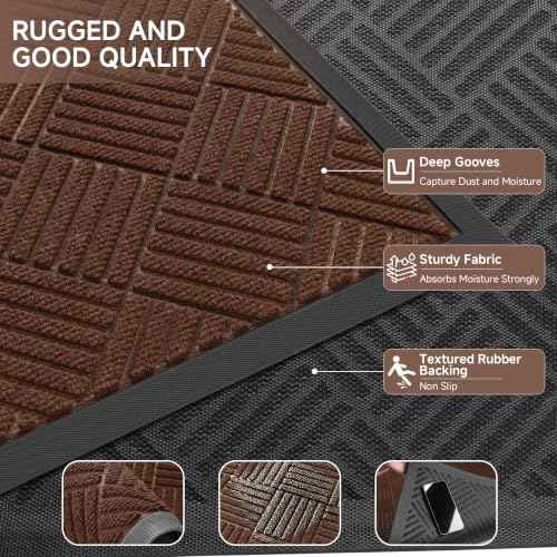 Front Door Mat (4' x 5' (Rectangular) / Brown Diamond)