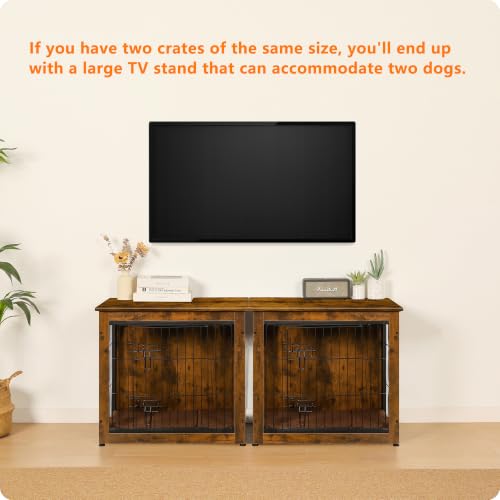 27" Dog Crate Furniture (Rustic Brown / 27.2"L x 20.1"W x 23.6"H)