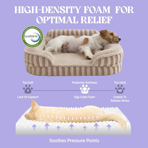 Cute Cozy High Back Orthopedic Dog Beds Medium Size Dog (28.0"l X 23.0"w X 6.5"th / Hazel)