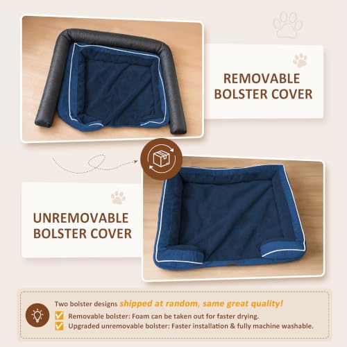 Waterproof Orthopedic Dog Bed for Medium Size Dog (30.0"L x 20.0"W x 7.0"Th / Navy Blue)