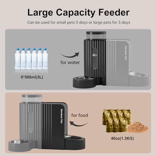 Gravity Automatic Cat Feeder (Large (0.8 Gallon x 2) / Black)