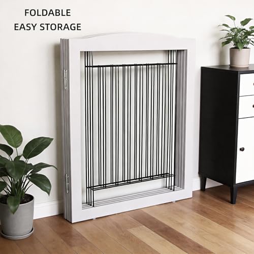 Freestanding Dog Fence Indoor (【3 Panels】60''w x 32''h / Gray)