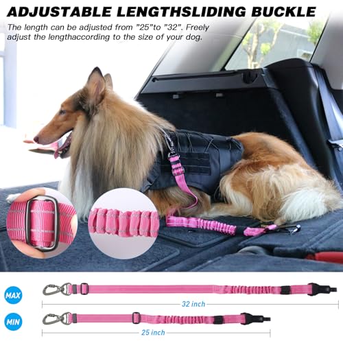 Dog Seat Belt for Car (Set Black+Hotpink)