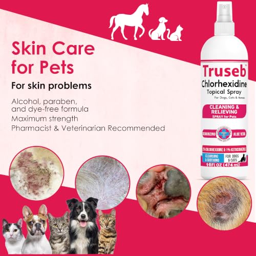 Truseb Medicated Topical Ketoconazole and Chlorhexidine Spray for Dogs