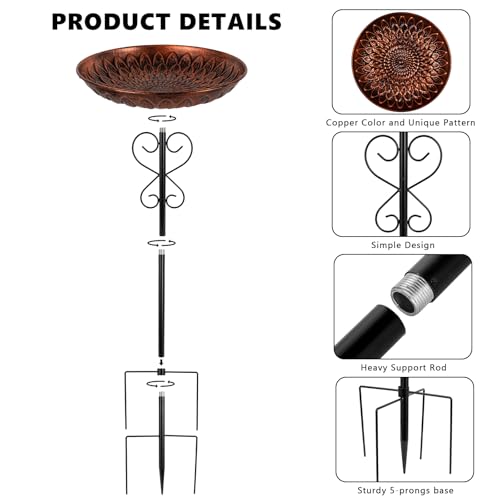 Metal Bird Baths for Outdoors (Copper)