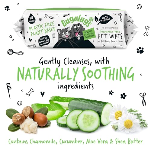 Dog Wipes 100% Plastic Free Biodegradable pet Wipes for Full Body