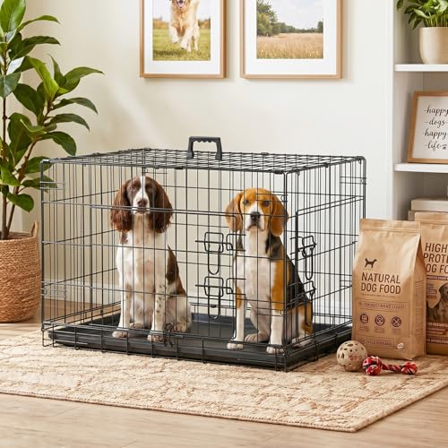 Dog Crate for Medium Dogs 30 Inch Folding Kennel Metal Pet Cage Black (Black / 30.0"L x 17.0"W x 19.0"H)