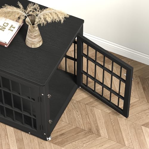 32" Heavy Duty Dog Crate Furniture for Small and Medium Dogs (Black / 32.7"L x 23.6"W x 26.2"H)