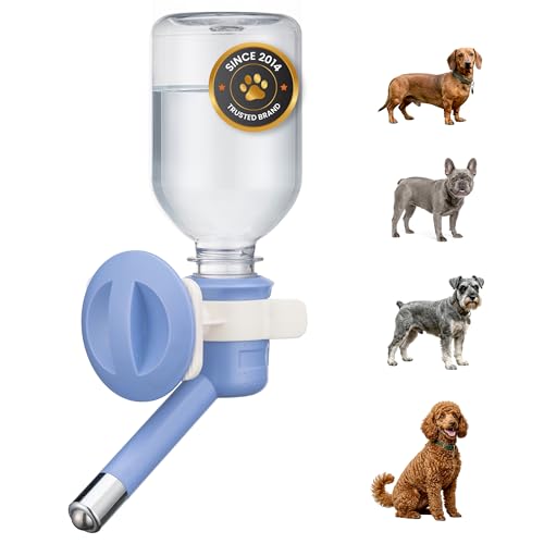 Patented No Drip Dog Water Bottle (C590 Blue / Small Sized Dogs and Cats-10.2 fl.oz)