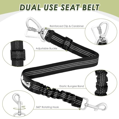Dog Seat Belt and Harness for Car (Grey / Medium)