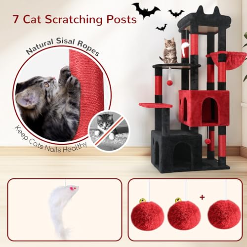 Heavy Duty Cat Trees for Big Cats Maine Coon (Blood-Goth / 61inch)